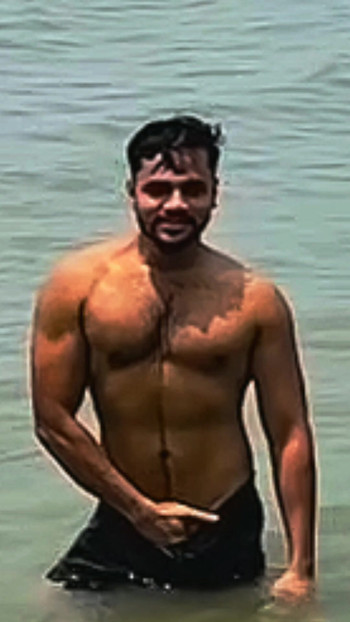 Hot man in the water