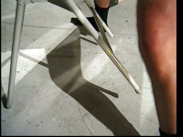 Beautiful ebony gilr gets banged on a chair and eats cum