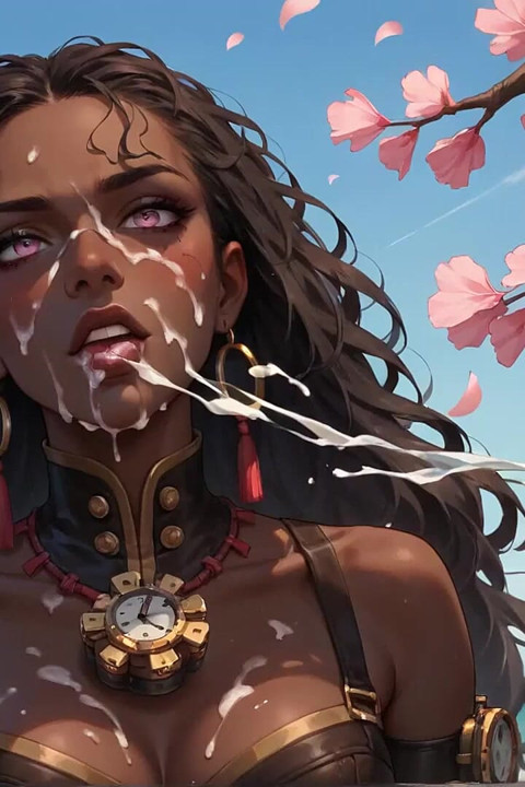 The Nasty Ebony Goddess Gives a Cherry Blossom DT by the Ocean
