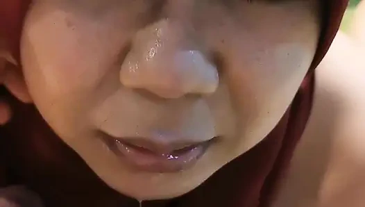Muslim widow just ate a big after a long absence.