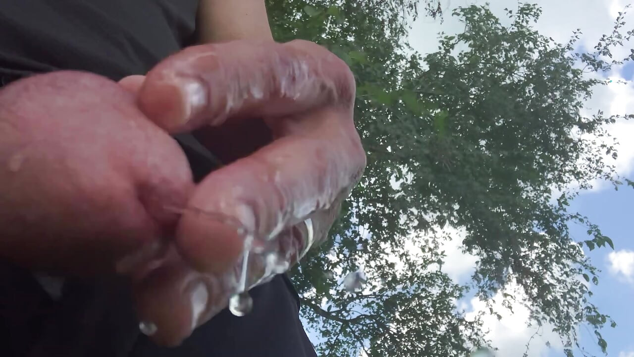Outdoor cock pre cum and hot piss