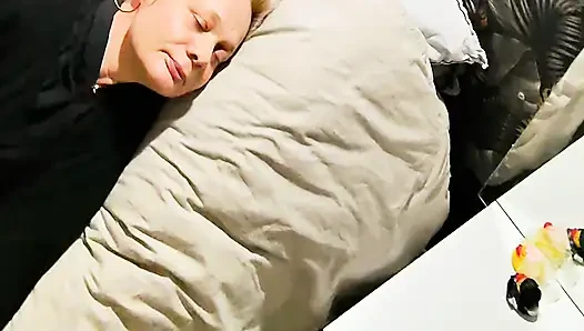 My mother-in-law wakes up with a dick in her mouth and gets her pussy and ass fucked.