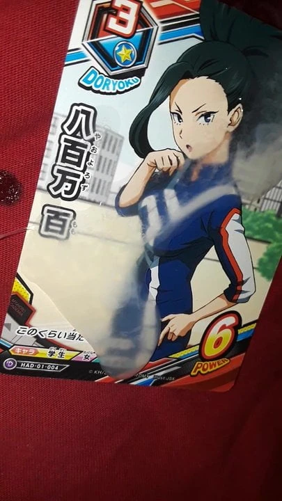 Blowing cum on Momo from BNHA trading card