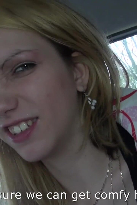 Petite skinny blonde teen suck cock under steering wheel and fuck