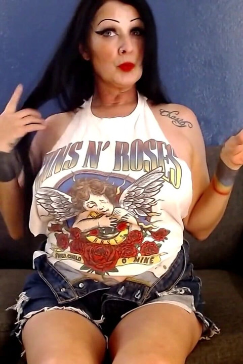 Busty Babe Rocker Chick Smoking