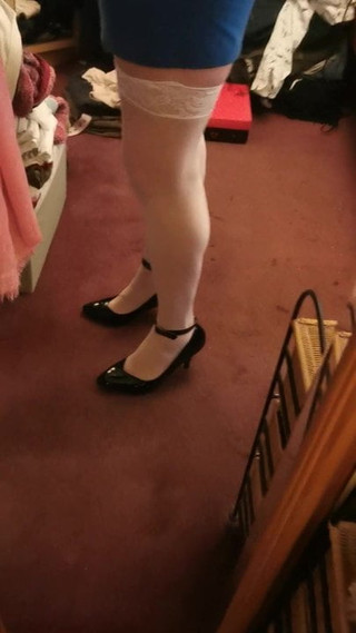 White stockings and high heels xx