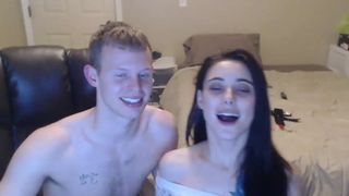 Brunette licks her bf's ass and he giggles