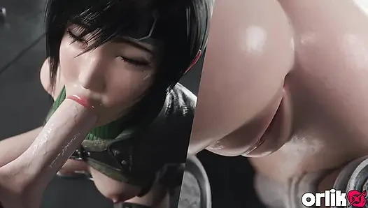 Yuffie Kisaragi большой хуй грязный минет - глубокая и грязная 3D анимация