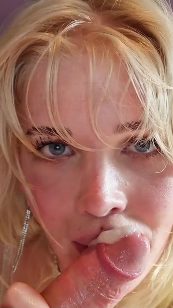 Spectacular moment from "Real German Bitch give POV Amateur Blowjob and Swallow his Sperm"