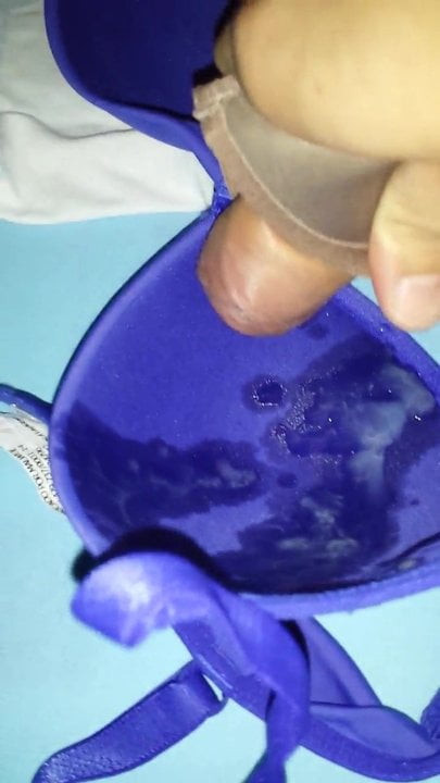 Blue Bra cumshot