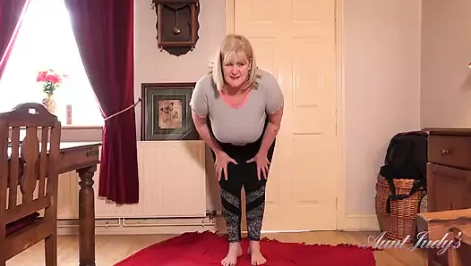 Auntjudys - Working Out with Busty Mature BBW Catherine and Her Big Natural Tits