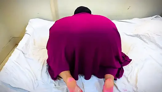 arabian Hijab girl inserts toy into chubby big ass hole, pleasure
