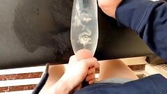 I was single at home and masturbated with my hands and ended up cumming in a condom balloon!!