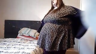 SSBBW fat girl undresses after hard day at work