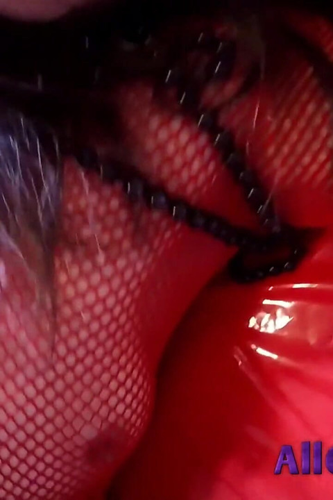 Slutty brunette in body fishnet blowjob