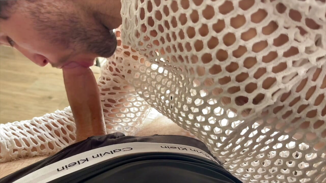 Bulge Sniffing Turns Into a Wet Blowjob and Dual Handjob