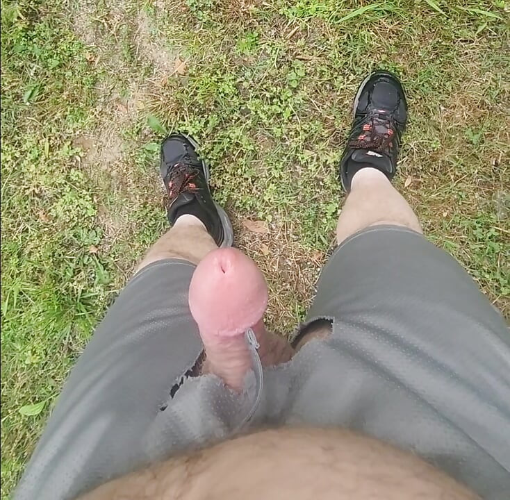 Enjoying time at the park in my holy shorts.