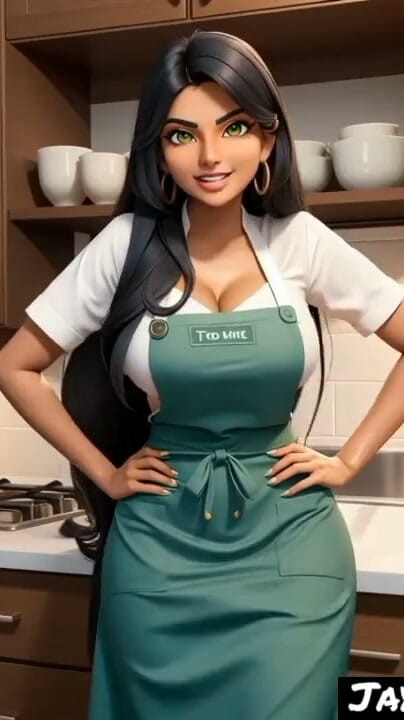 Indian girl Jaya Anjali in her kitchen (Ai model) | Clip 1
