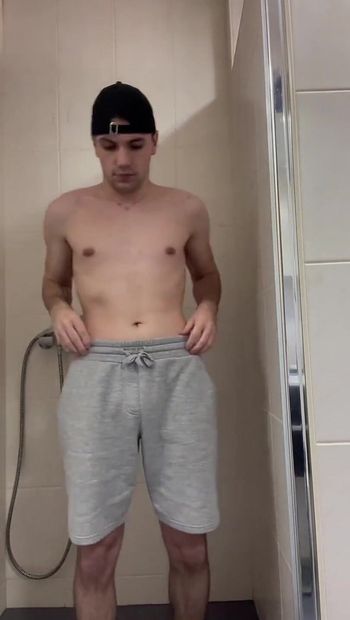 Cute Gayboy Wanking in the Shower and Shooting a Hot Cum Load