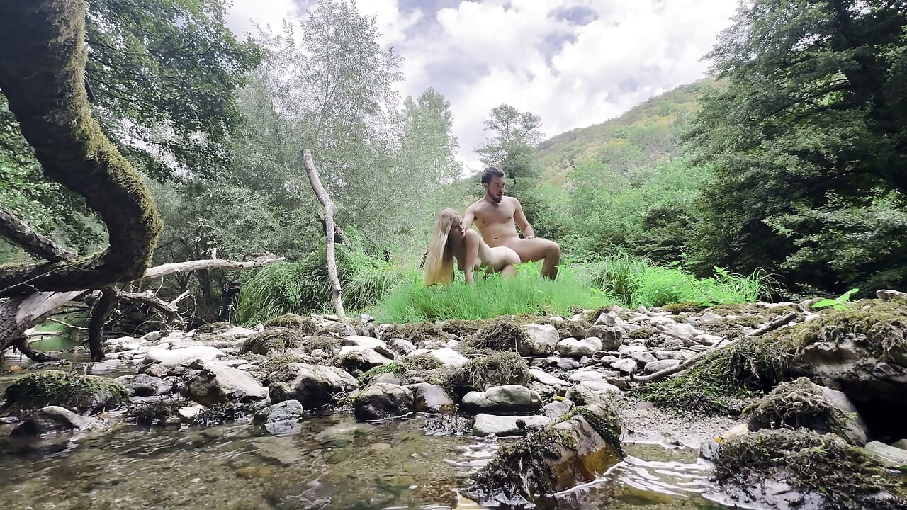 Wet Outdoor River Sex: POV Doggy, Cowgirl & Messy Belly Cumshot - Real Amateur Couple