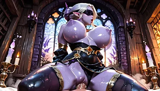 Dark Elf Priestess Worships in the Forbidden Temple – Blindfolded Fantasy, Big Ass, Big Tits, Blowjob, Doggystyle