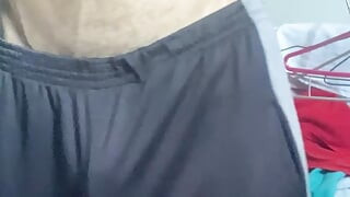 Big man with very hot hairy horse cock in pants without underwear
