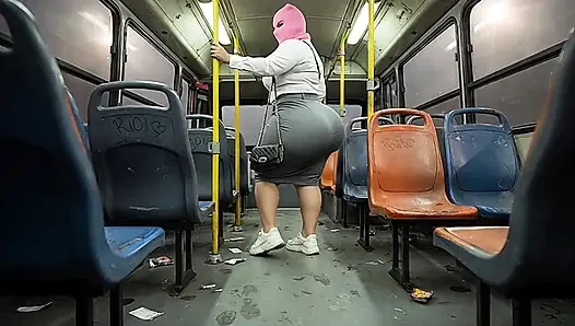 "Masked Secretary BBW Gets Ass Pressed on Crowded Public Bus"