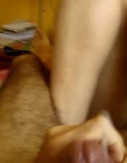 CUM under her legs