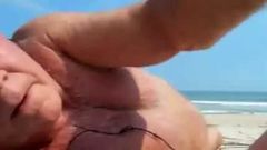 Grandpa masturbate on beach