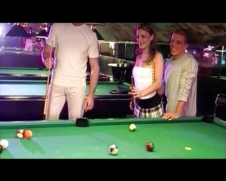 Threesome Plays Pool and Then Both Fuck Their Ass and Cunt