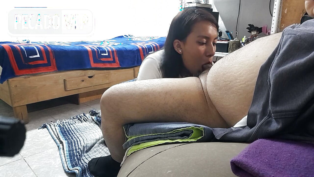 My hot schoolgirl stays home and gives me some delicious deep-throat blowjobs