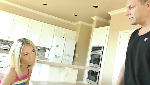 Sexual Persuasive Blonde Fucks Her Probation Officer In Kitchen