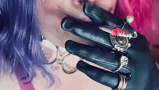 Your Sweetheart Tina Snua Smoking A Cork 100 Cigarette Wearing A Leather...