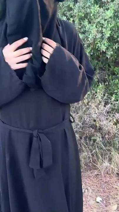 Lebanese Hijab bitch playing with her pussy in the forest and squirting | Clip 1