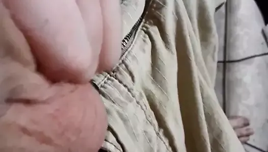 Wife rubbing castration cream on nuts