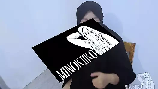 Hijab Girl with Niqab Drink a Fresh Cum from A Stranger in Waiting Room - Minokiiko