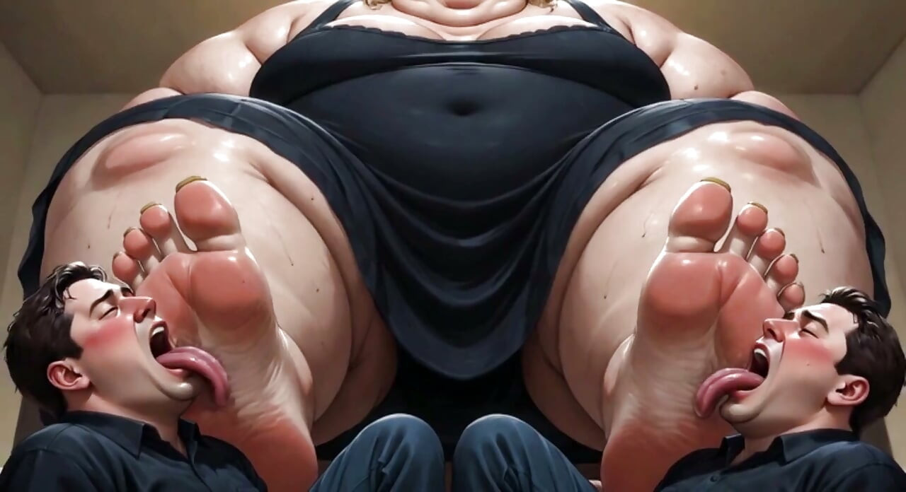 Obese SSBBW Foot Domination - Male Slaves Cleaning Her Big Soft Feet