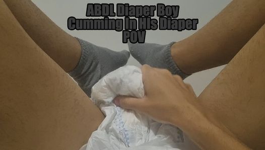 ABDL Diaper Boy Cumming In HIs Diaper POV
