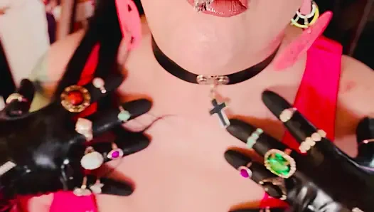 18 Rings & Latex Gloves! Miss Tina Snua Smoking 2 Cork Cigarettes For Her Glove Fan! - Smoker OMI OME Snap Inhales Drifting