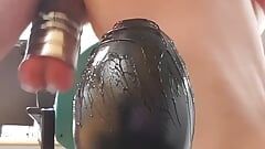 Anal insertion with the huge egg plug of 97mm.  All inside.  session 107. 20231227