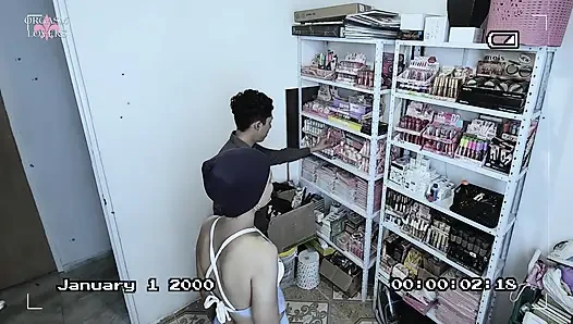 She is caught stealing from the store, she had to pay with another service