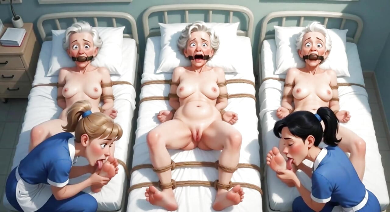 Nursing Home Fetish - Bound Grannies Moaning From Foot Licking