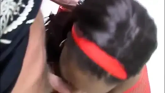 Big black chubby pussy licking big dick sucking threesome