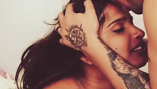 Aman put a cock in Tejaswini's mouth and she sucked it