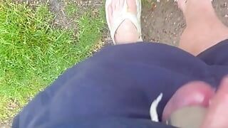 Left clothes and cum after a long walk naked