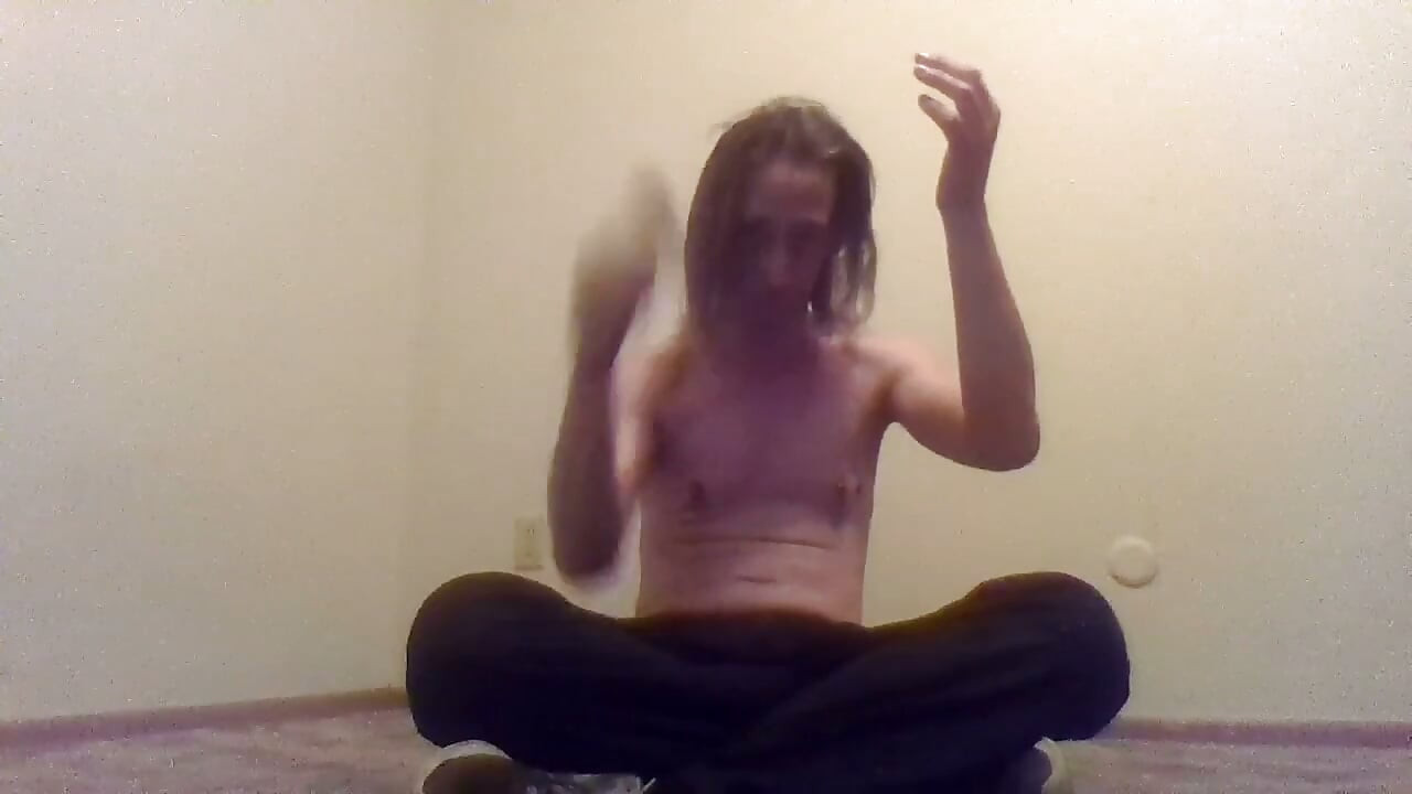 Topless Transgirl Brushing Her Own Hair