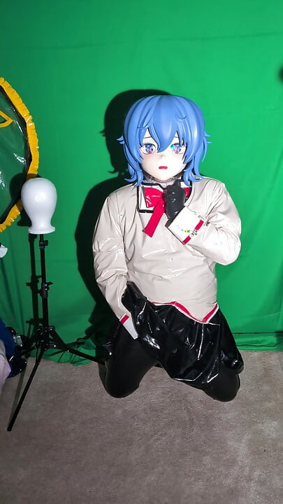 PVC Kigurumi Cosplayer Madoka Uniform Vibrator and Breathplay