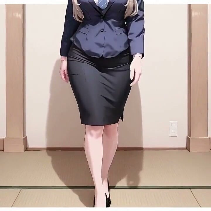 Kneeling on the Desk Amidst Piles of Files, Adjusting Her Collar with Those Teasing Eyes. Who Can Handle This?