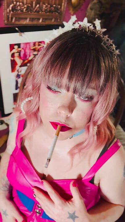 Tina Snua Is Stunning In Pink Leather & Chain Smoking - BBW OMI OME Snap Inhales Drifting Smoke