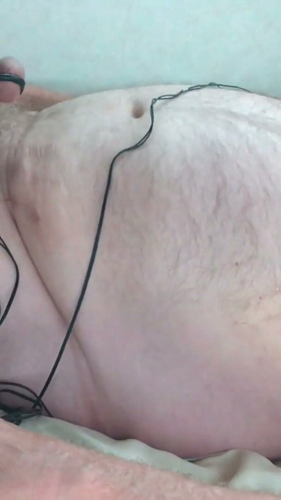 Hands free cumshot. Bound and stretched balls are swollen and shocked with estim along with nipples and cock | Clip 3